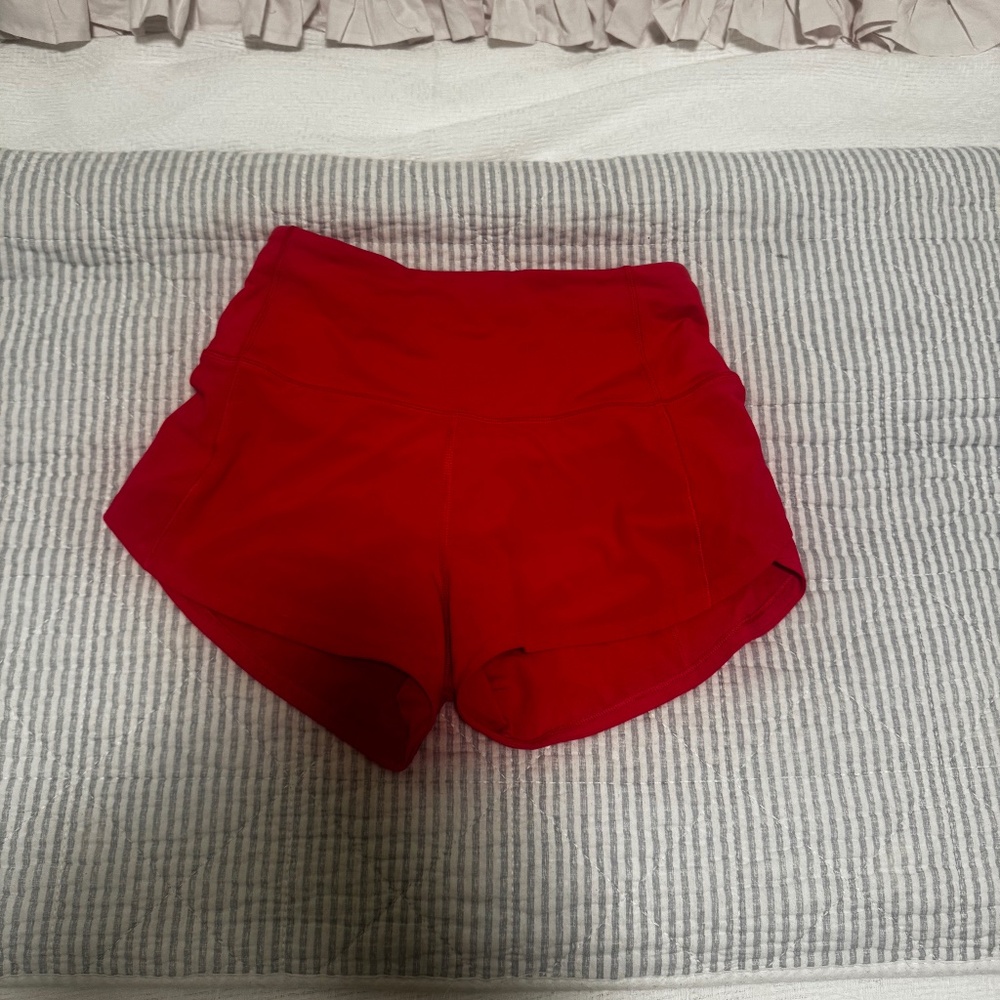 pink high waisted lululemon speed up 2.5 inch shorts size 0